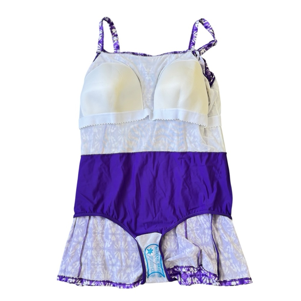 fit 4 ur D's & E's swim dress suit plus tie dye purple one piece swimsuit - Picture 5 of 8